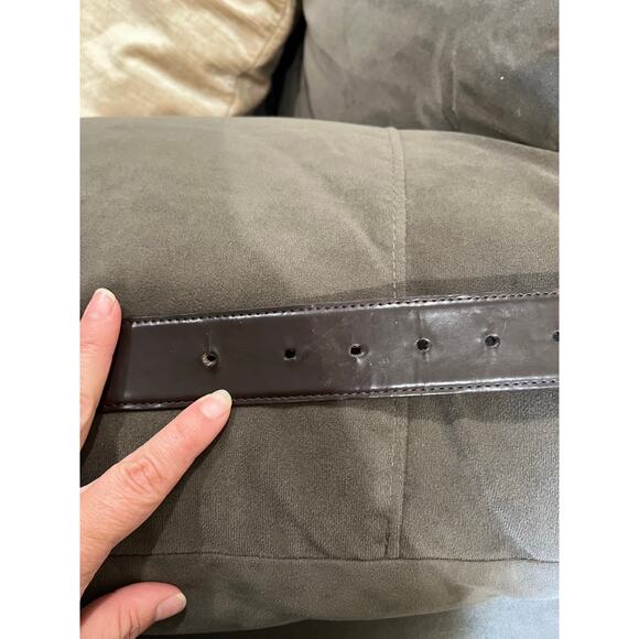 Vintage Y2K Brown Leather Belt Boho Oval Natural Stone Bronze Buckle Sz M - Picture 4 of 7